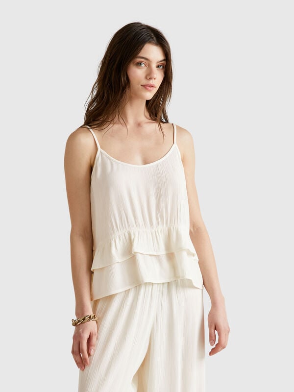 Top fluido con balza Donna
