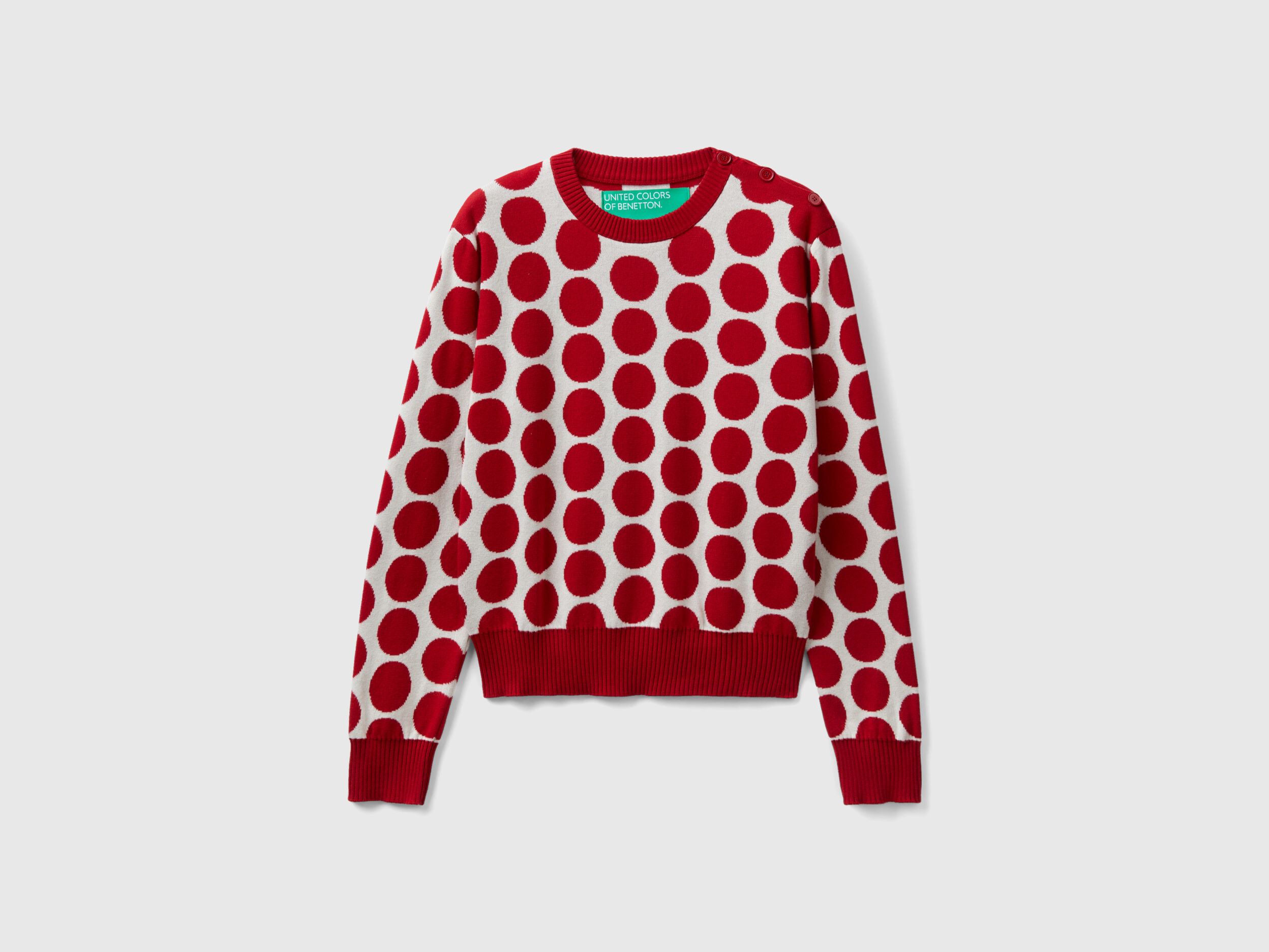 Maglia a pois in cotone tricot
