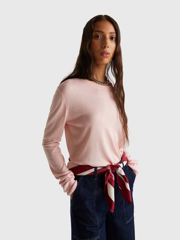 Maglia manica lunga in misto seta Donna