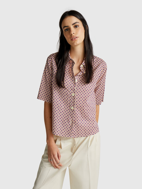 Camicia fantasia a manica corta Donna