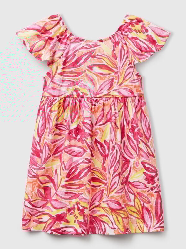 Vestito rosa con stampa tropicale Bambina