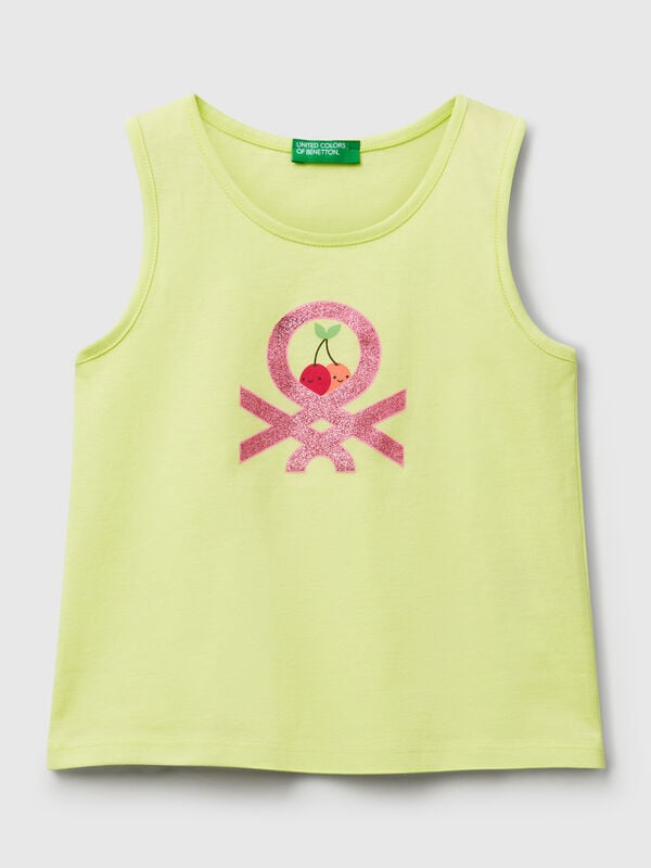Canotta con logo in cotone bio Bambina