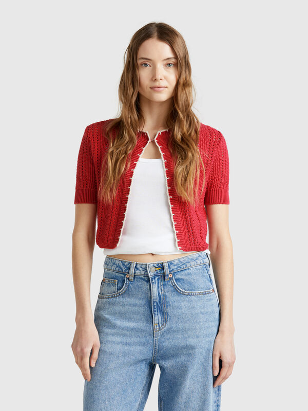 Cardigan cropped traforato Donna