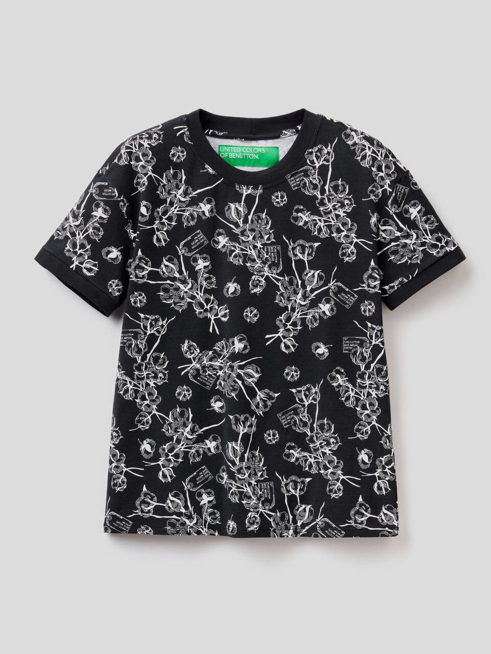 T-shirt stampata in cotone stretch image number 1