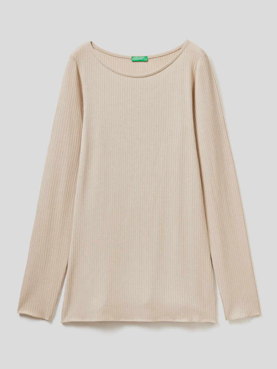 T-shirt manica lunga in misto cashmere image number 1