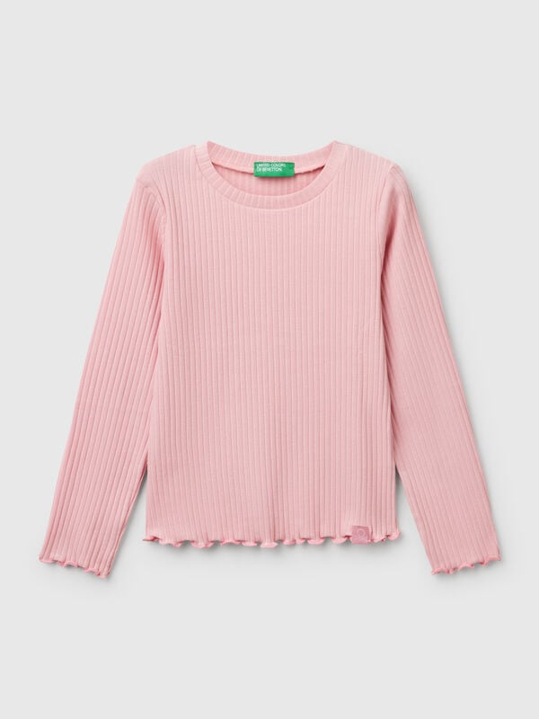 Maglietta slim fit in cotone stretch Bambina