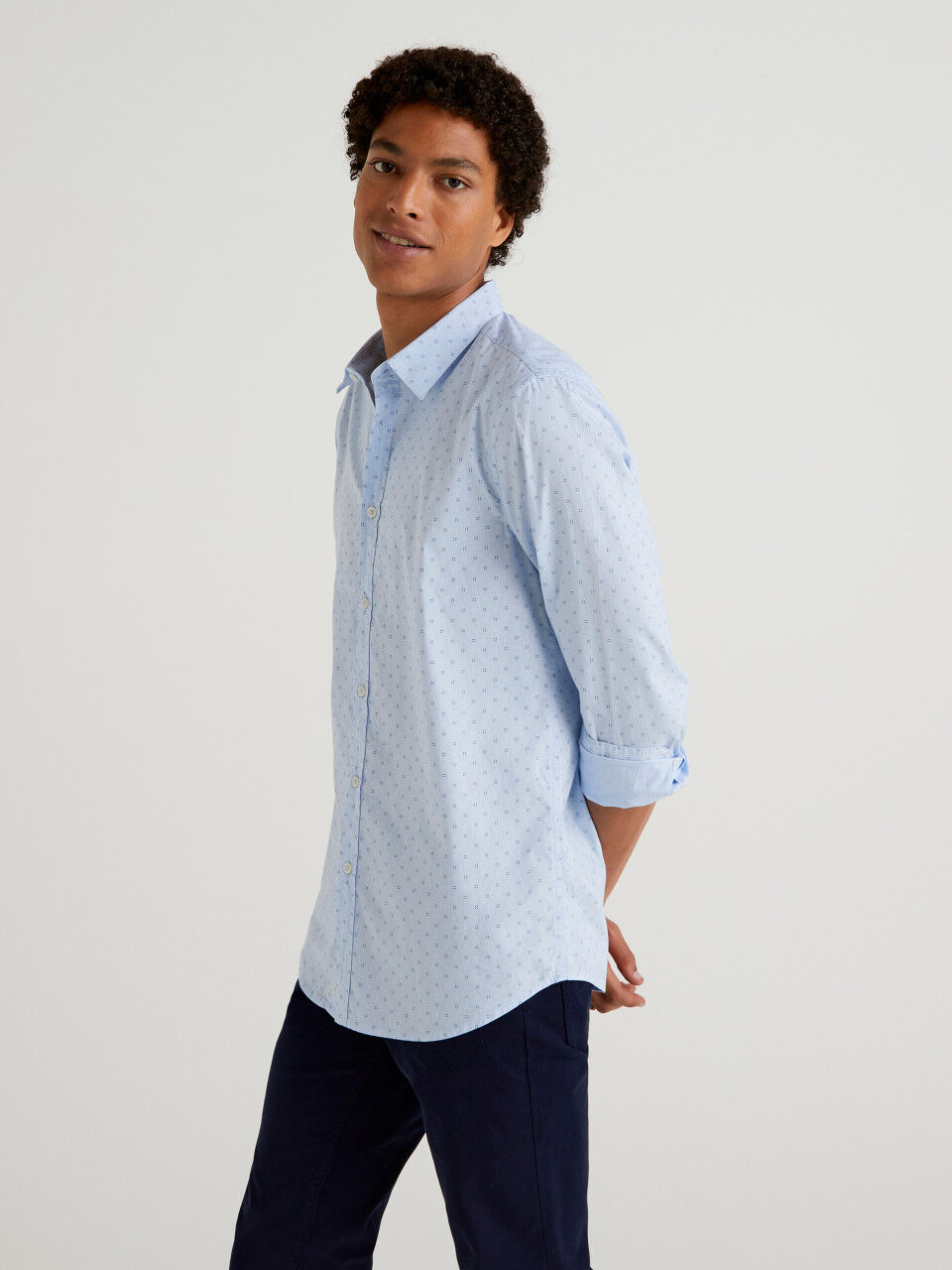 Camicia Fantasia In Misto Lino United Colors of Benetton Abbigliamento Camicie Camicie a maniche corte 