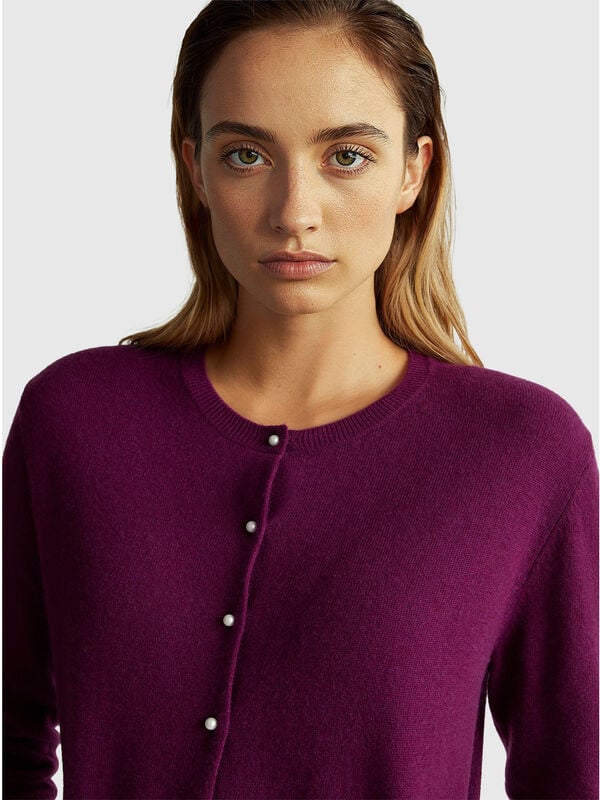 Cardigan viola in pura lana Merino Cardigan viola in pura lana Merino Donna