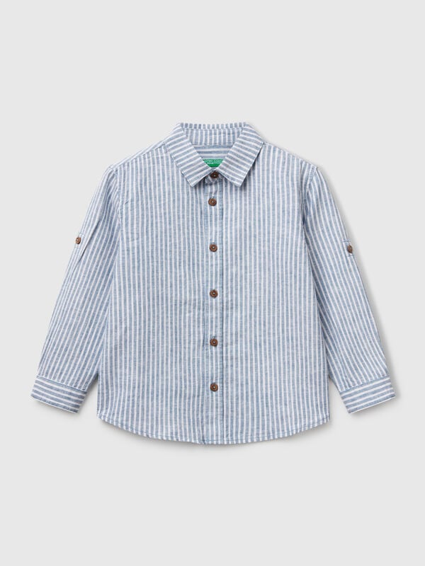Camicia a righe in misto lino Bambino