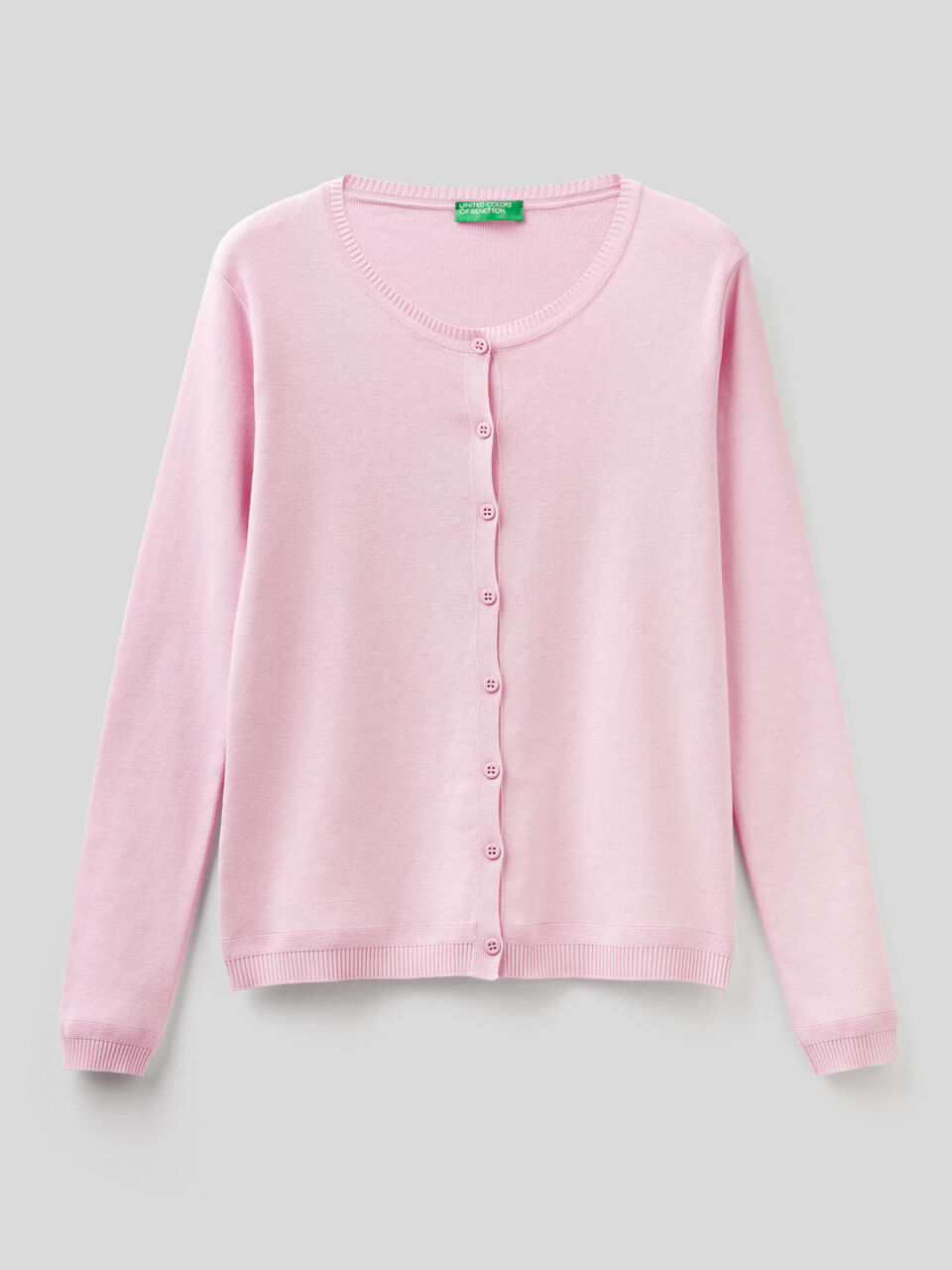 Cardigan girocollo in puro cotone image number 1