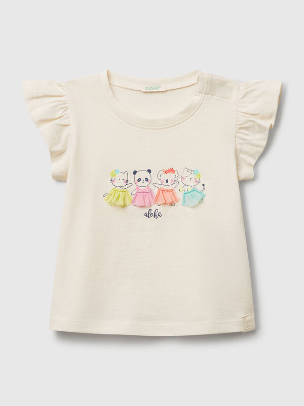 Maglietta con stampa e applicazione Baby