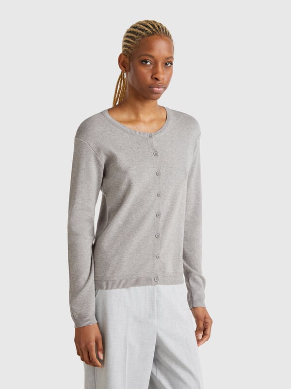 Cardigan girocollo in puro cotone Donna