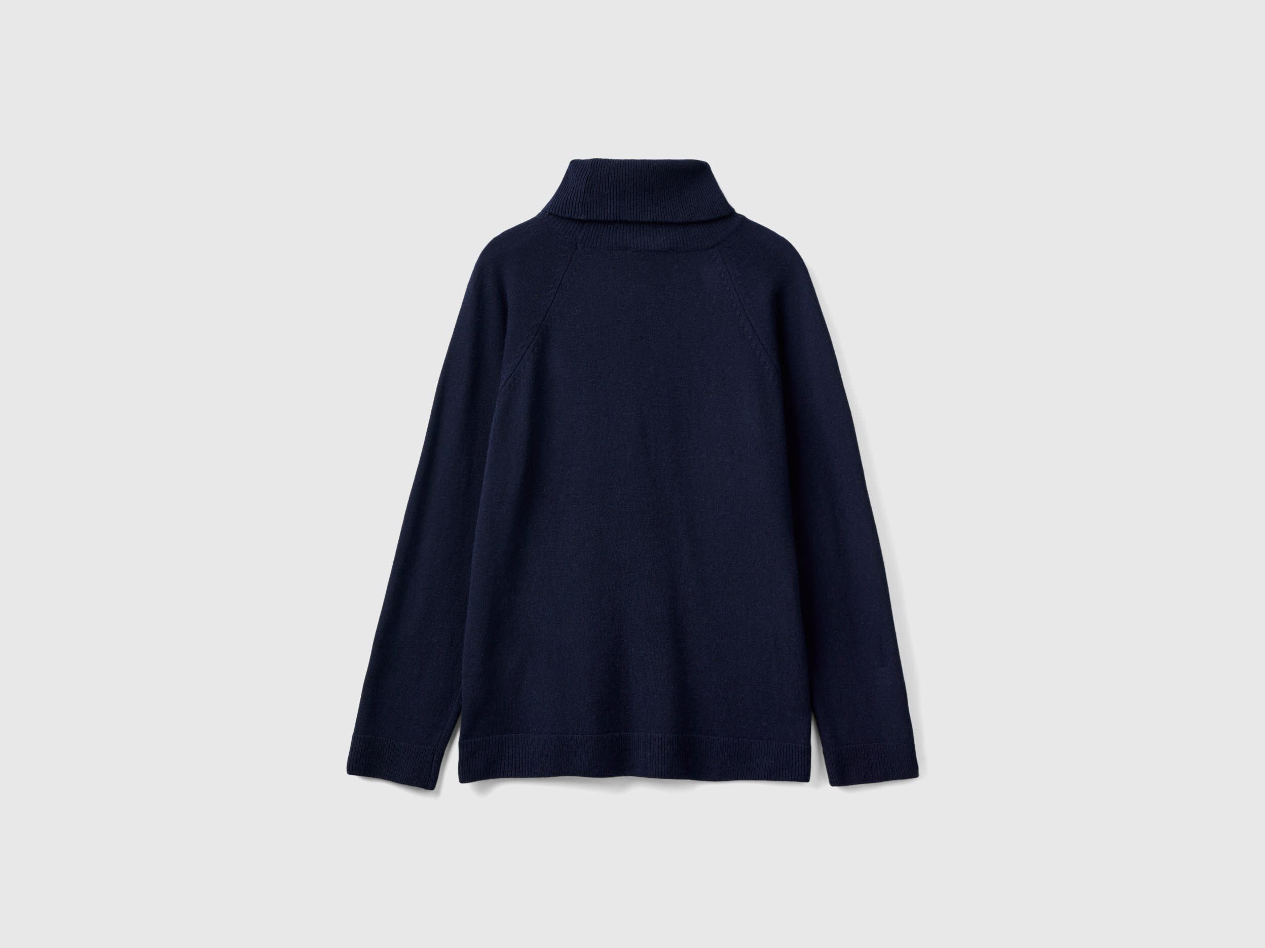 Maglione dolcevita blu scuro in misto lana e cashmere Blu Scuro Benetton