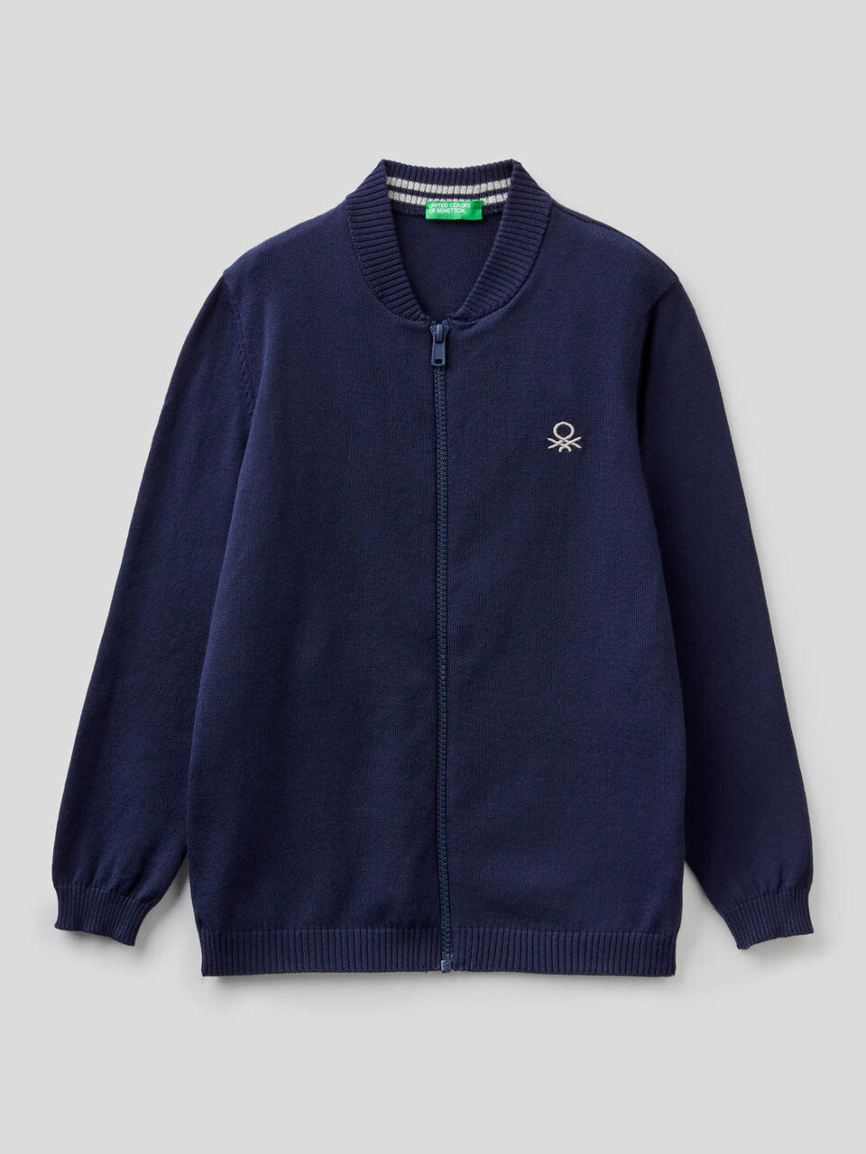 Cardigan con zip in puro cotone image number 1