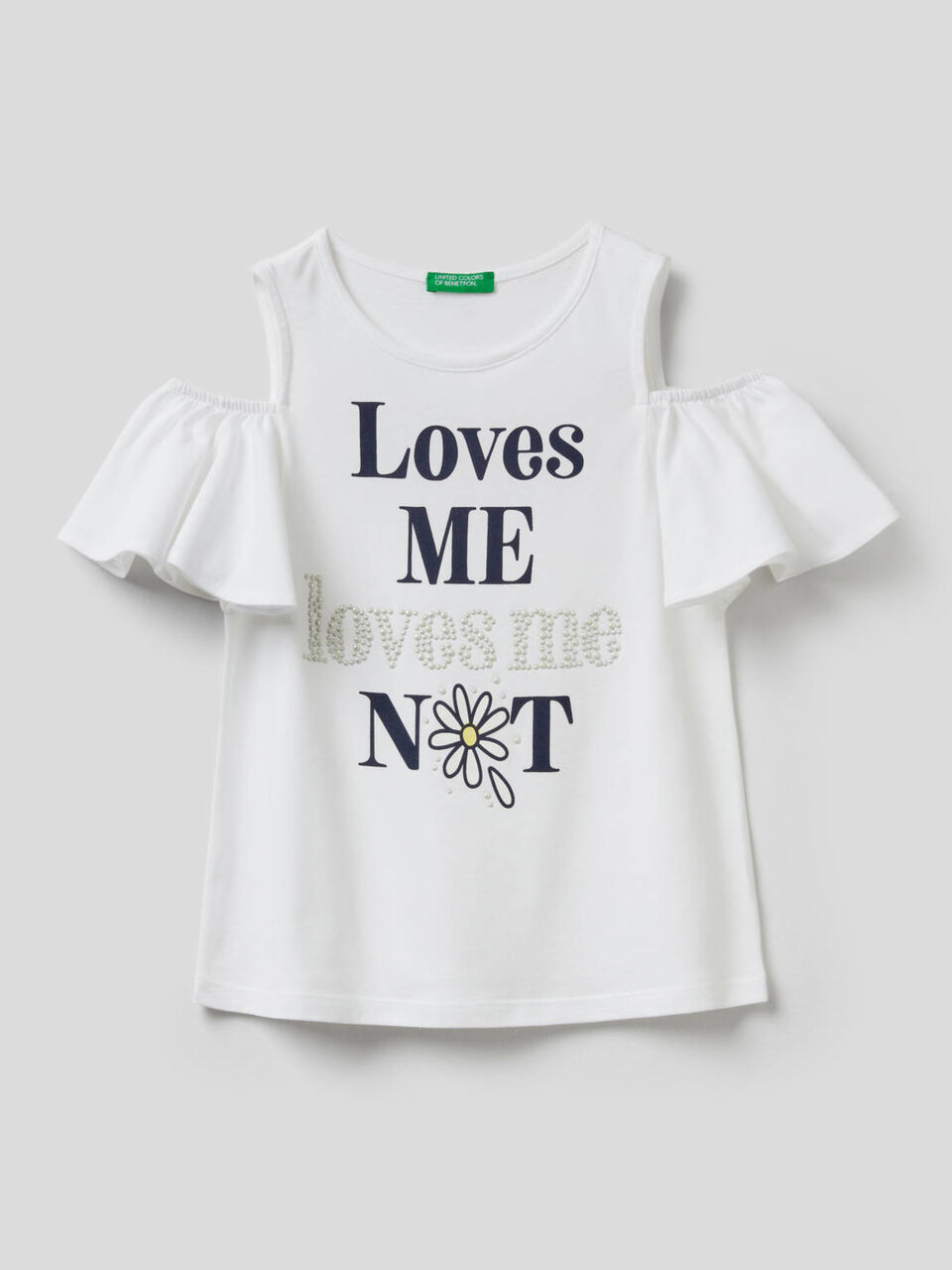 T-shirt con stampa e spalle scoperte image number 1