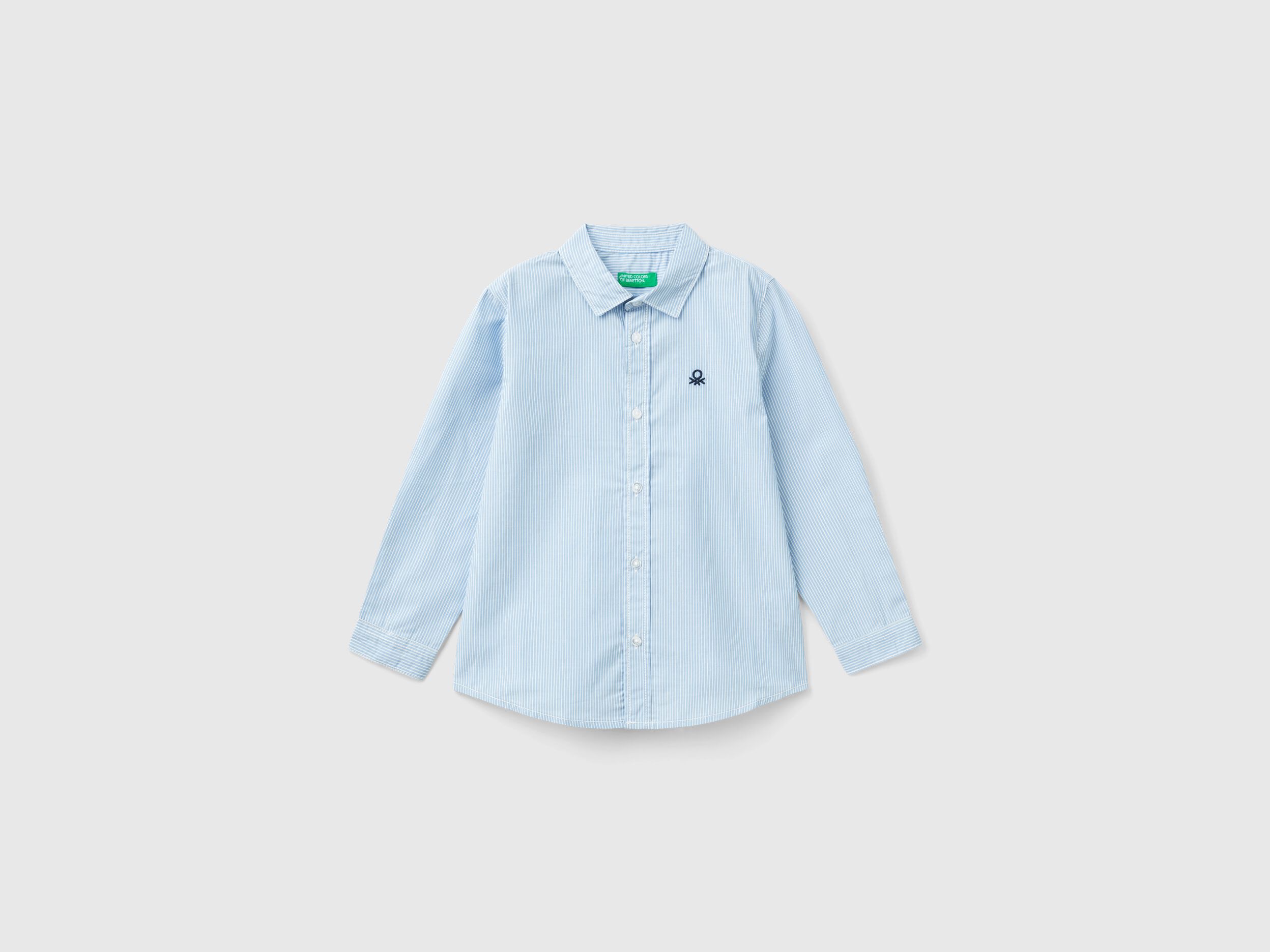 Camicia in puro cotone Azzurro Benetton