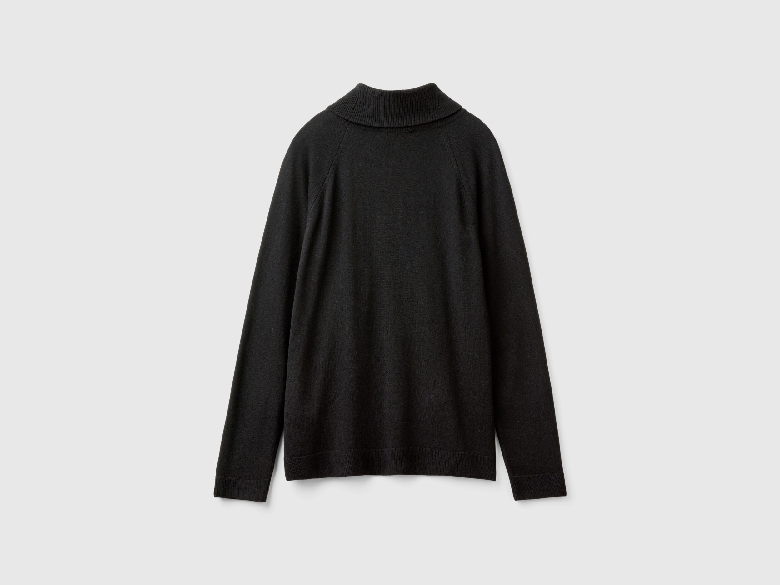 Maglione dolcevita nero in misto lana e cashmere Nero Benetton
