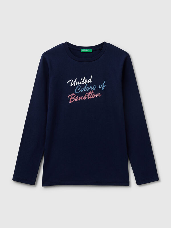 Maglietta a manica lunga con stampa glitter Bambina