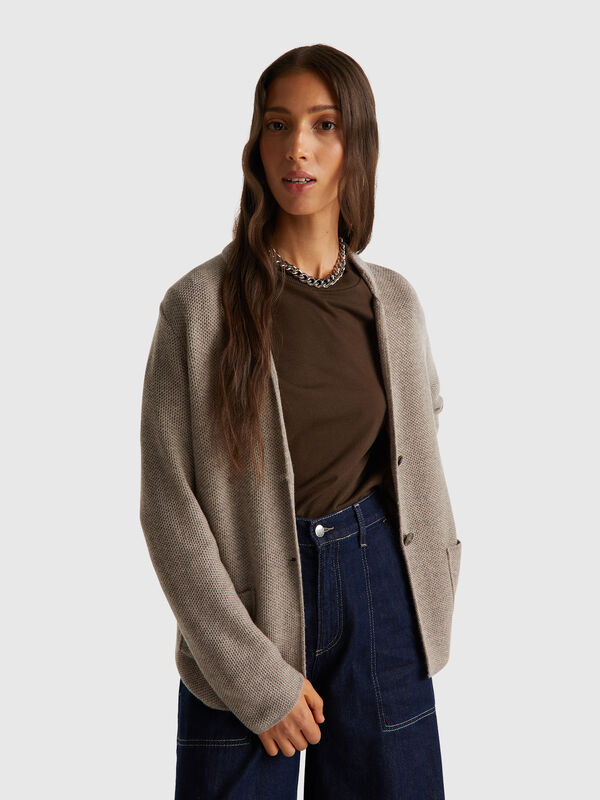 Giacca in maglia misto lana e cashmere Donna