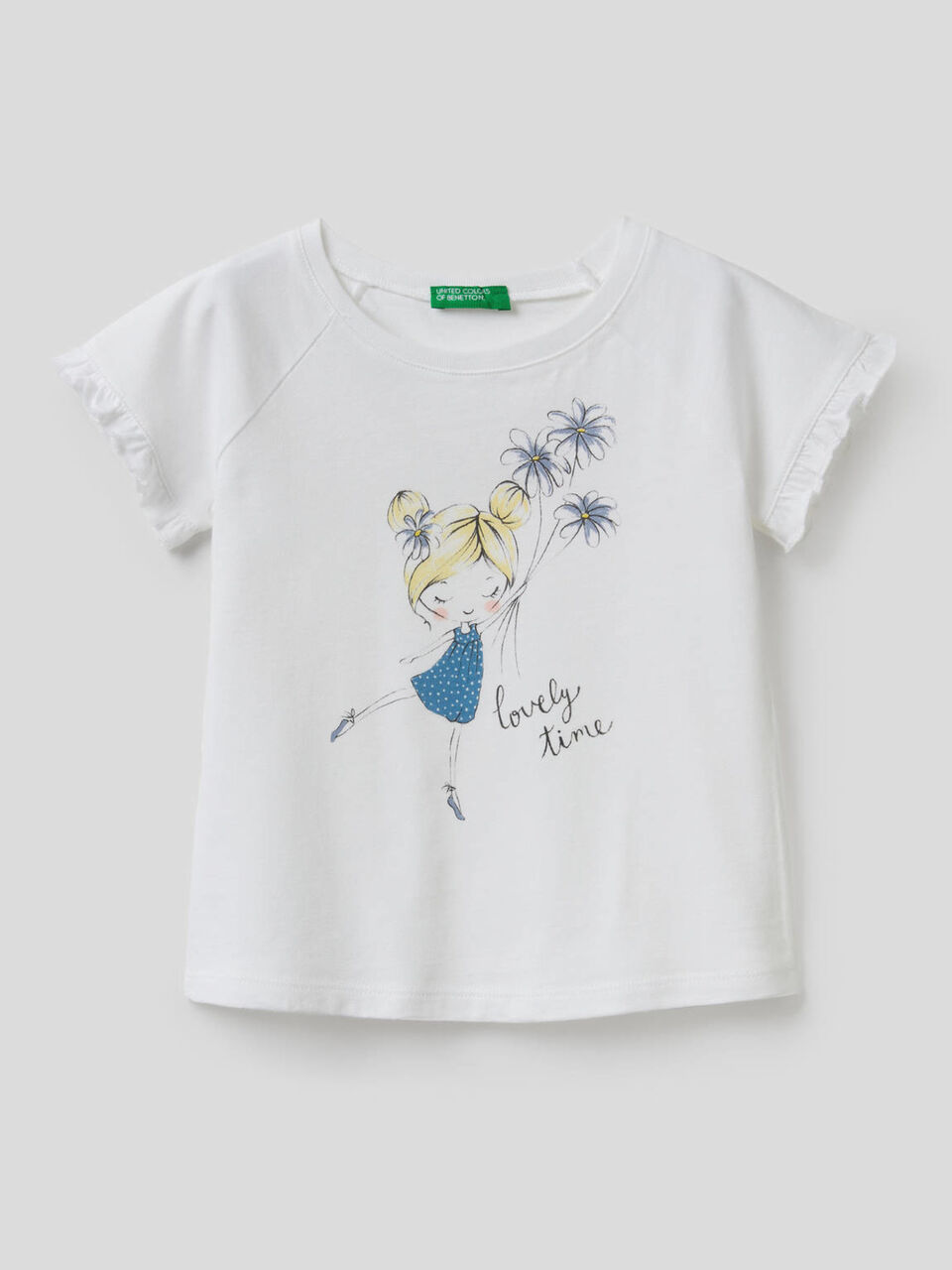 T-shirt con rouches e glitter image number 1