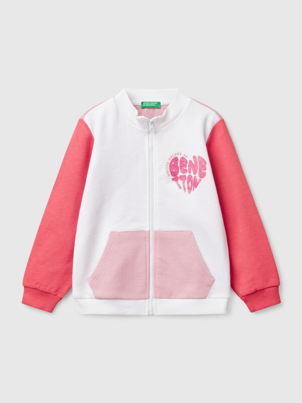 Felpa con zip in cotone  Bambina