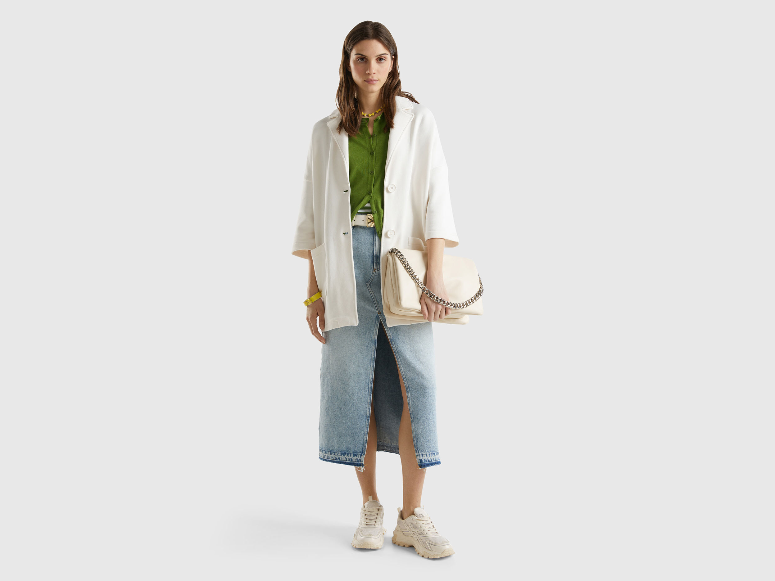 Cappotto in felpa Bianco Panna Donna Benetton