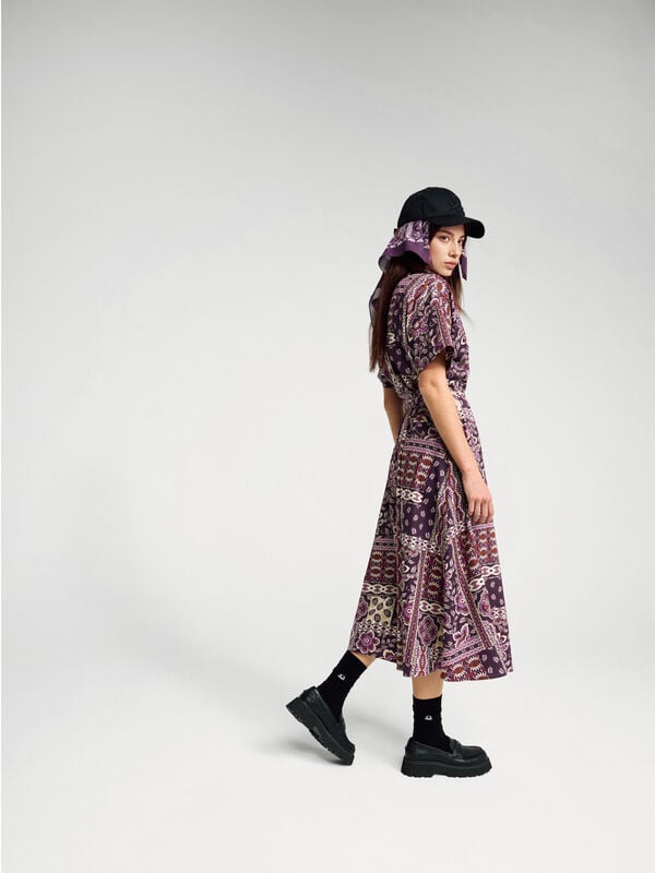 Abito longuette con stampa bandana Donna
