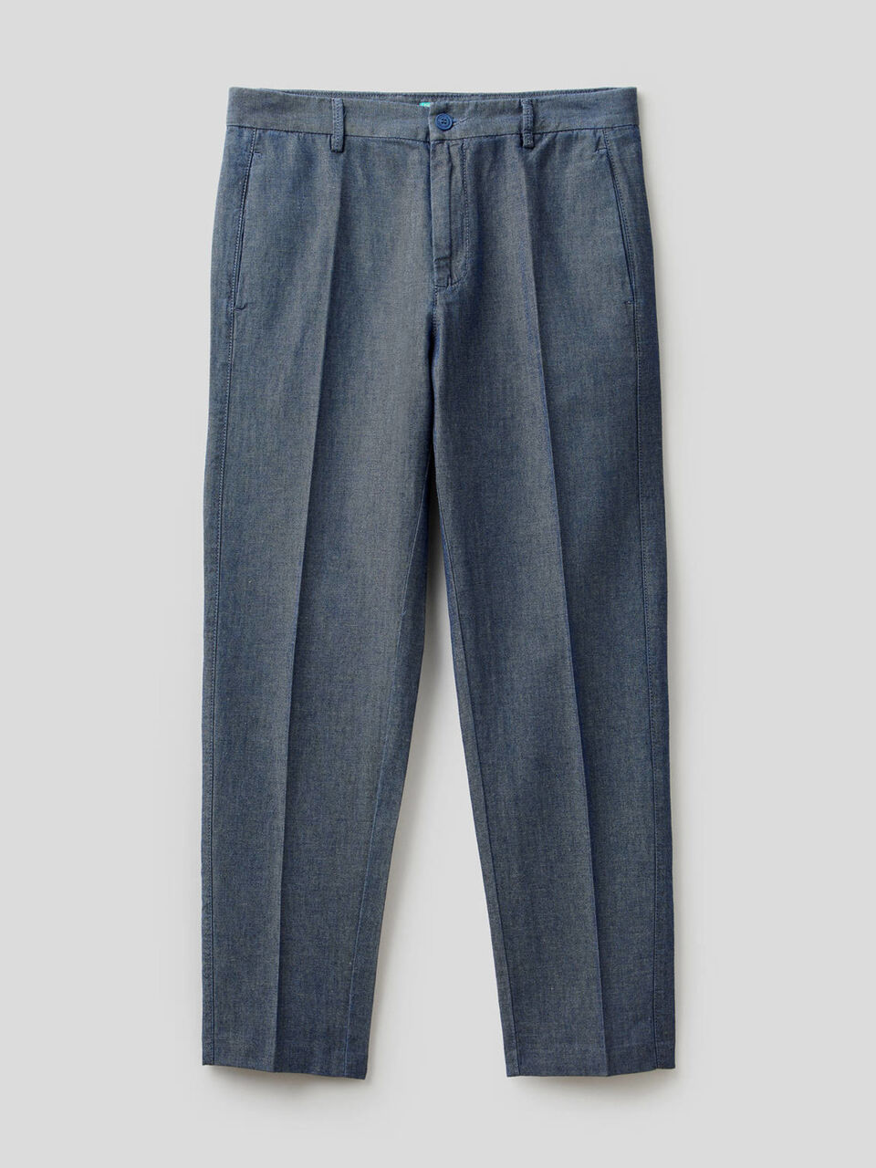 Pantaloni in denim di cotone misto lino image number 1