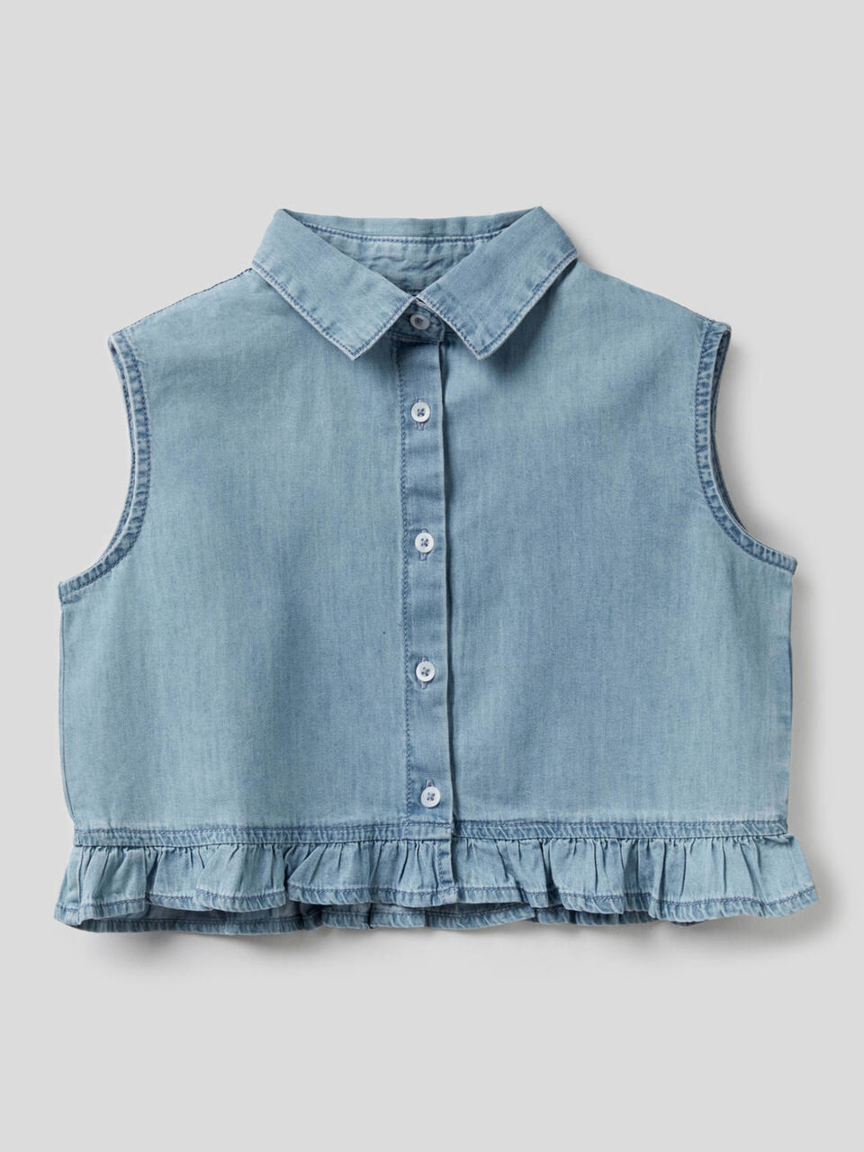Blusa smanicata con rouche image number 1