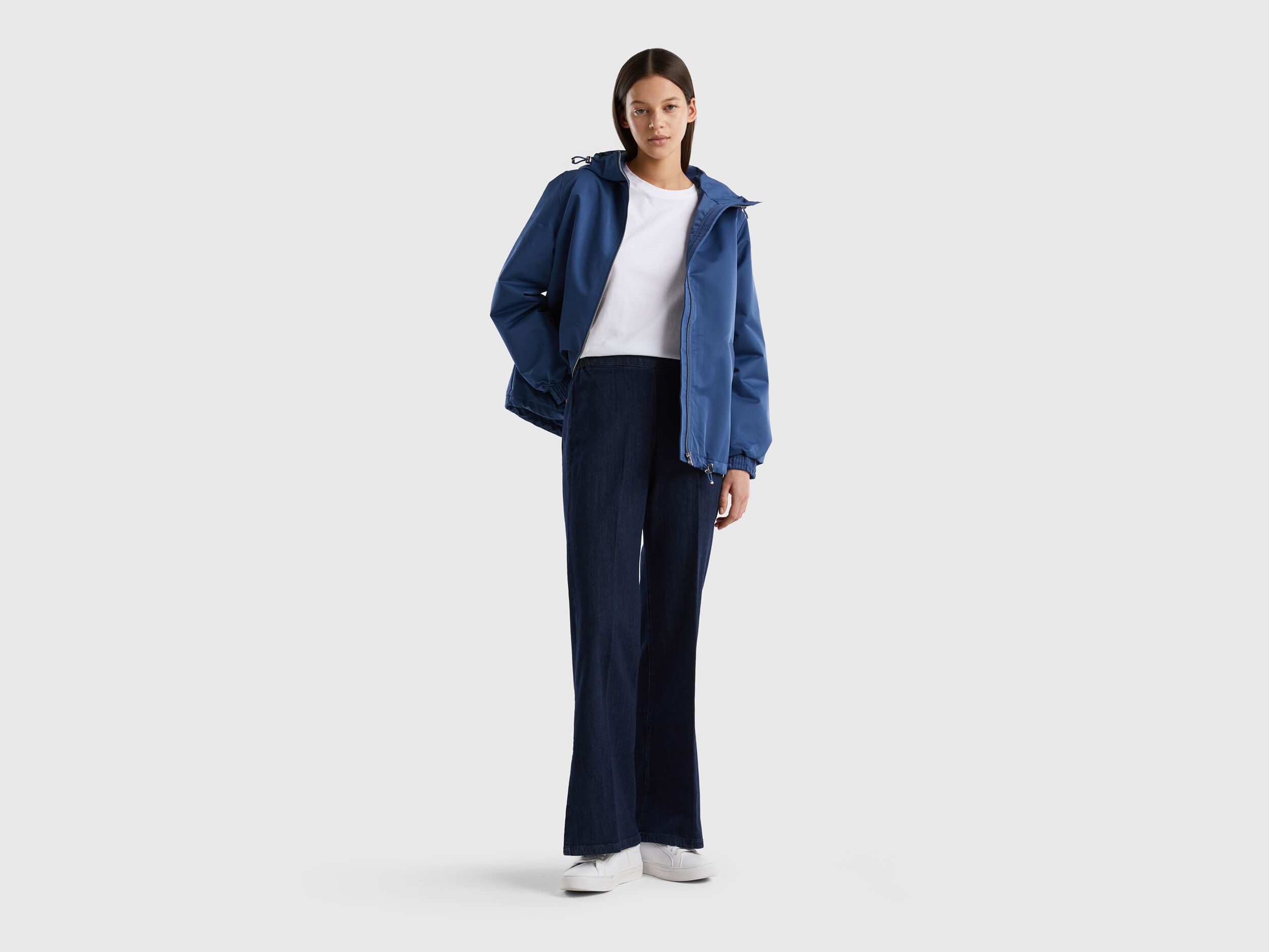 Jeans a zampa con spacchi Blu Scuro Donna Benetton