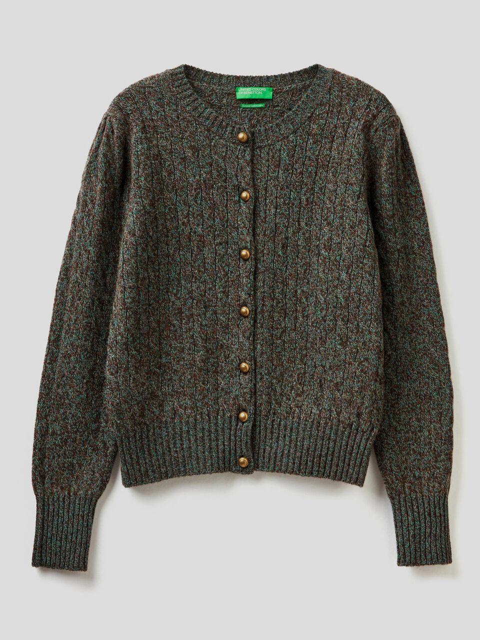 Cardigan a trecce in pura lana Shetland image number 1