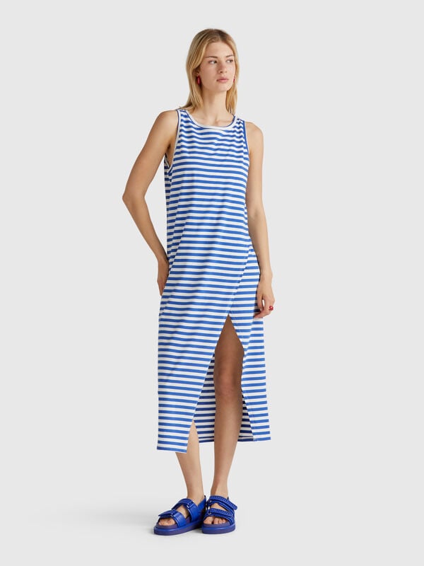 Vestito a righe con spacco Donna