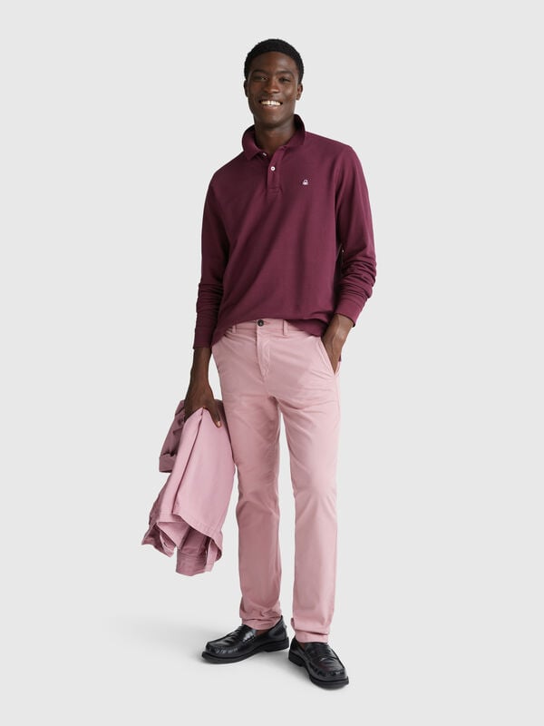 Polo a manica lunga in cotone  Uomo