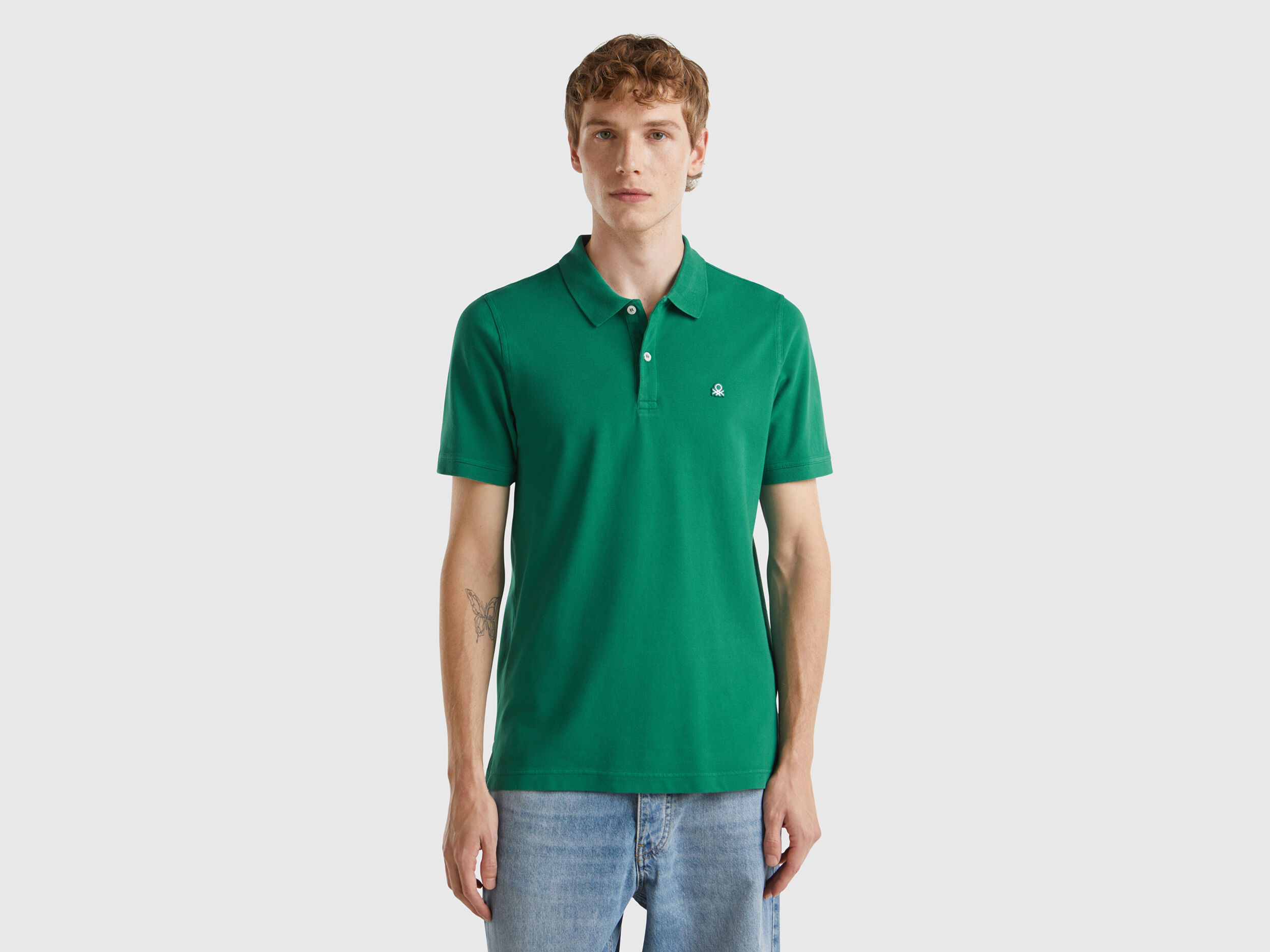 Polo verde scuro slim fit Verde Scuro Benetton