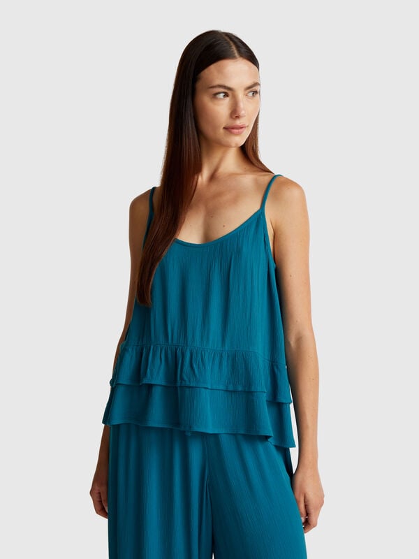 Top fluido con balza Donna