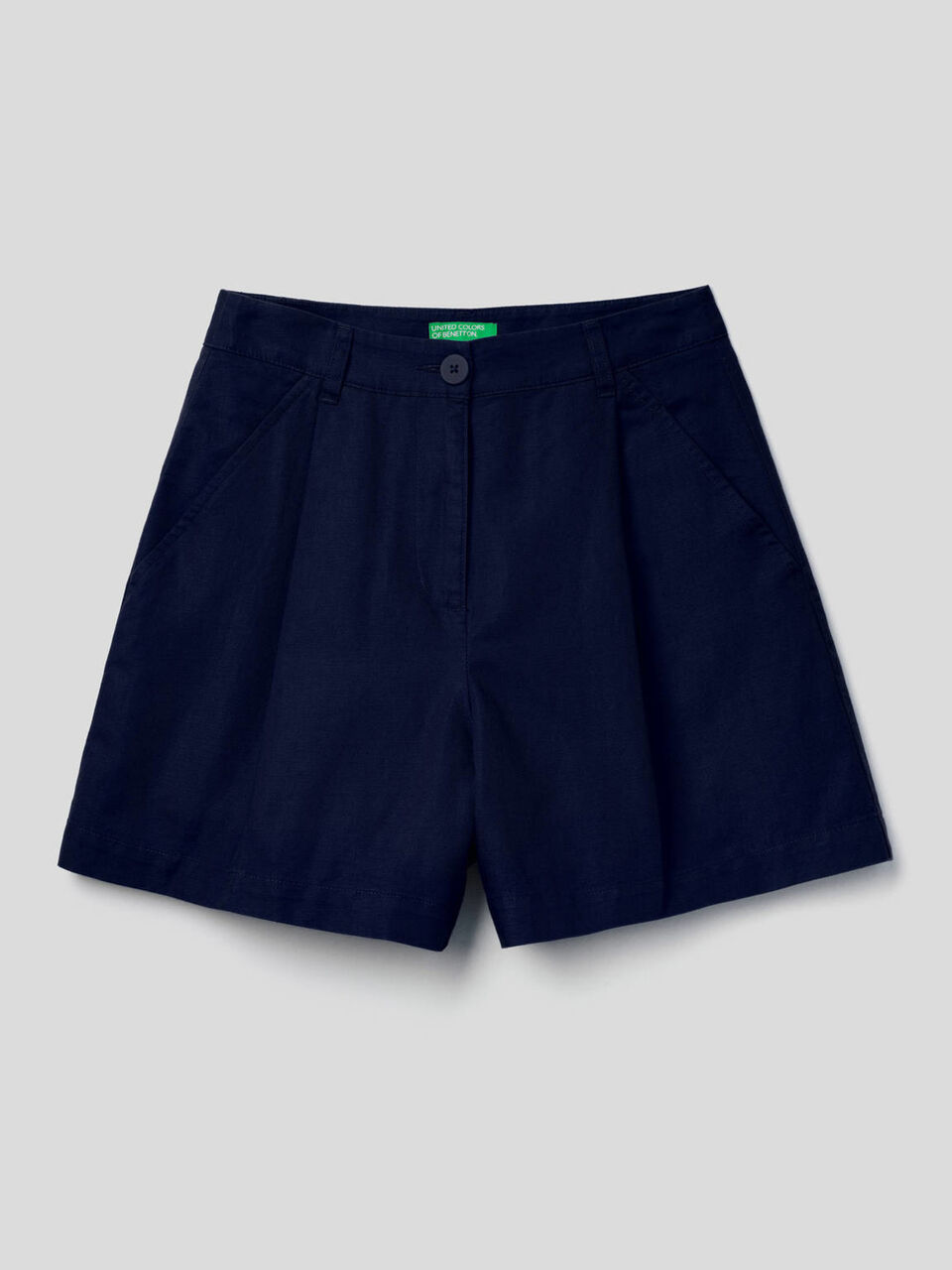 Shorts con gamba ampia in misto lino image number 1