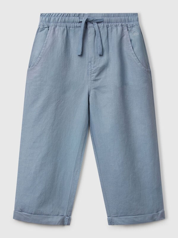 Pantaloni con coulisse in misto lino Bambino