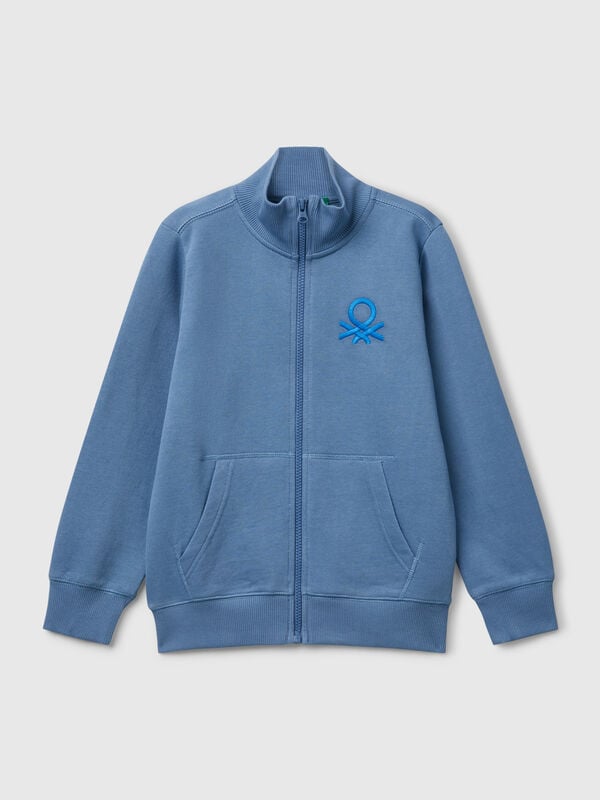 Felpa con zip in puro cotone Bambino