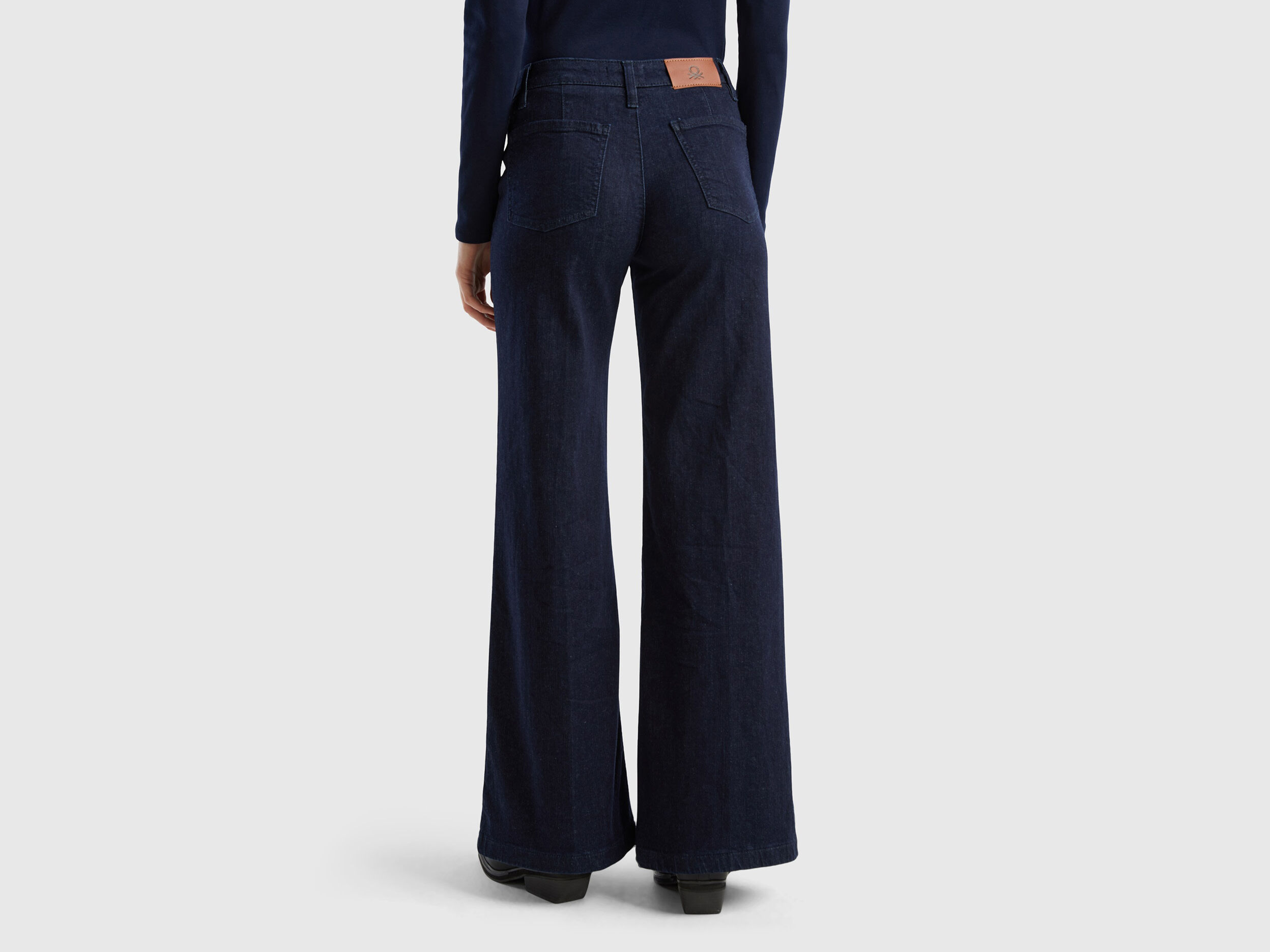 Jeans a zampa in cotone stretch Blu Scuro Benetton