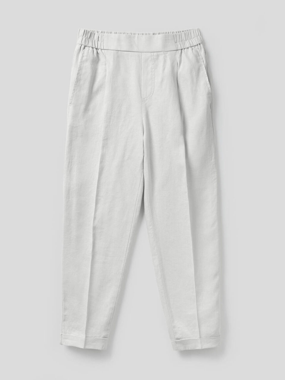 Pantaloni cropped in 100% lino image number 1