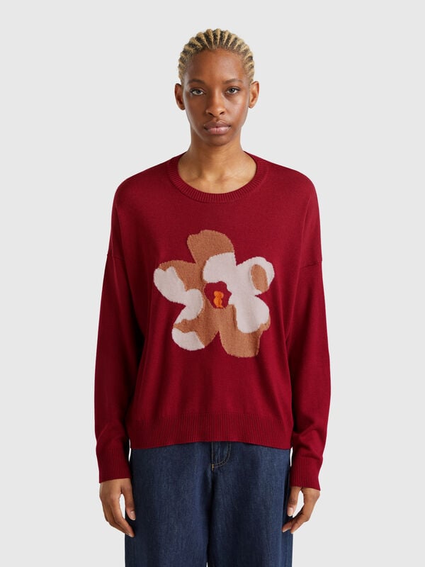Maglia con intarsio floreale Donna