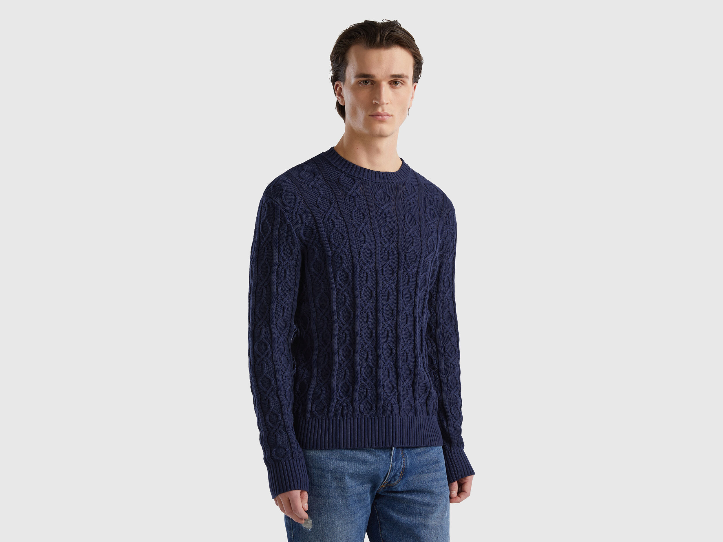 Maglione Monogram 100 cotone Blu Scuro Uomo Benetton
