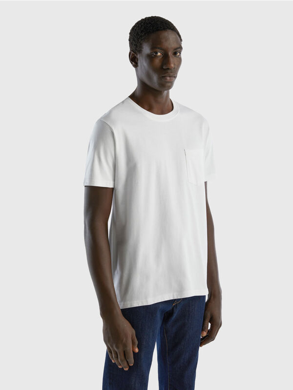 T-shirt 100% cotone con taschino Uomo