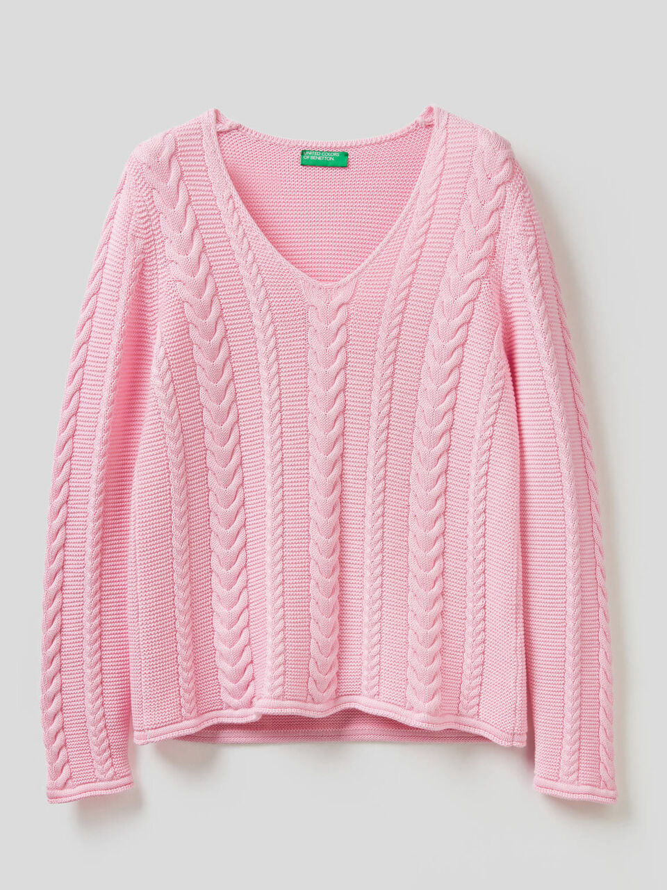 Maglia a trecce in puro cotone image number 1