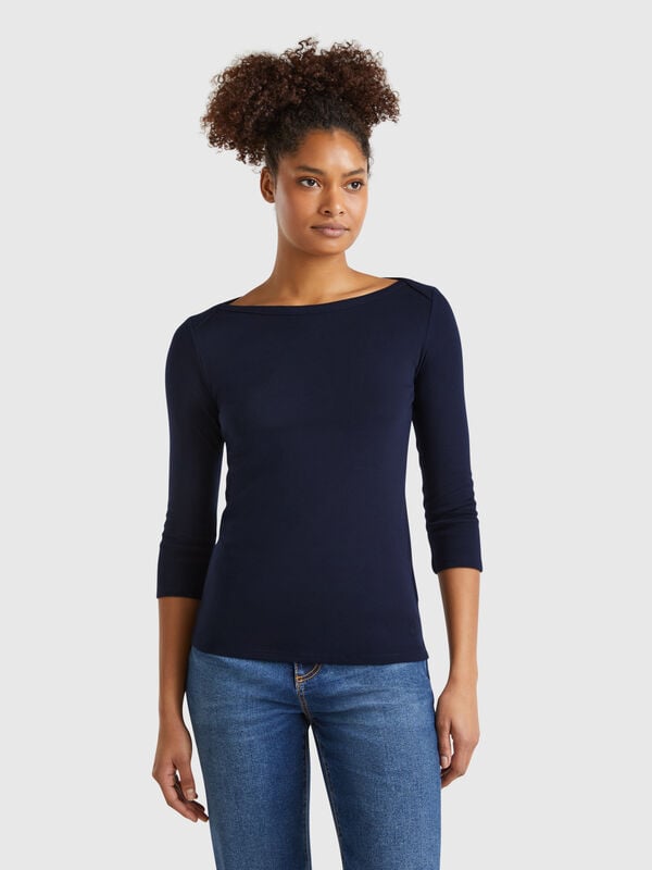 T-shirt con scollo a barchetta 100% cotone Donna