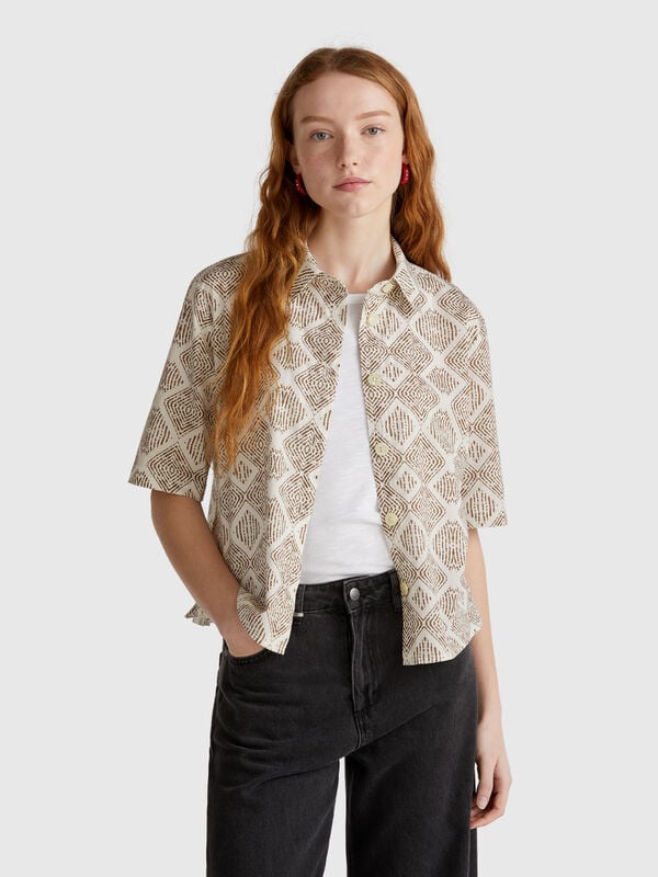 Camicia fantasia in cotone leggero Donna