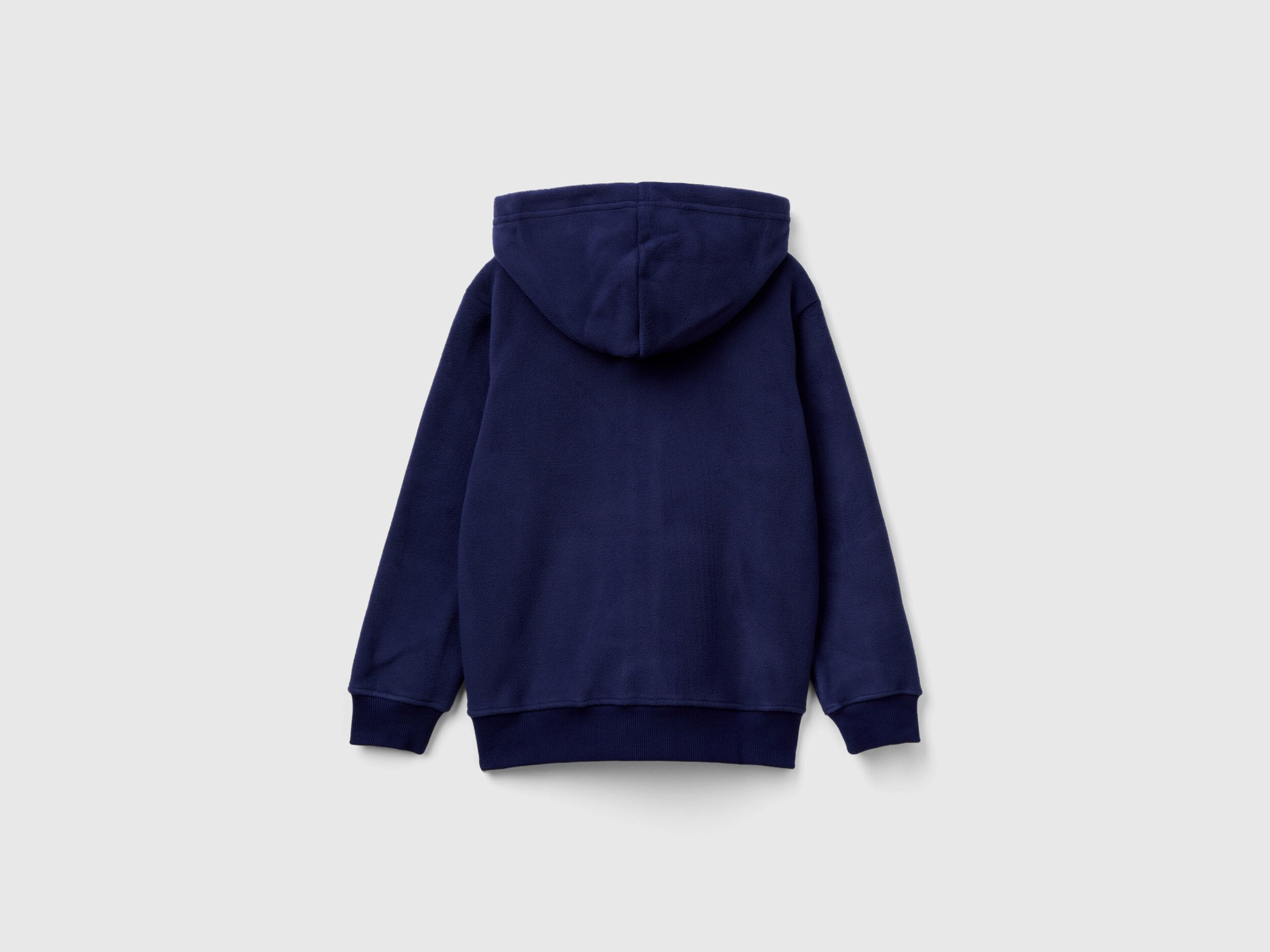 Felpa in pile con cappuccio Blu Scuro Benetton