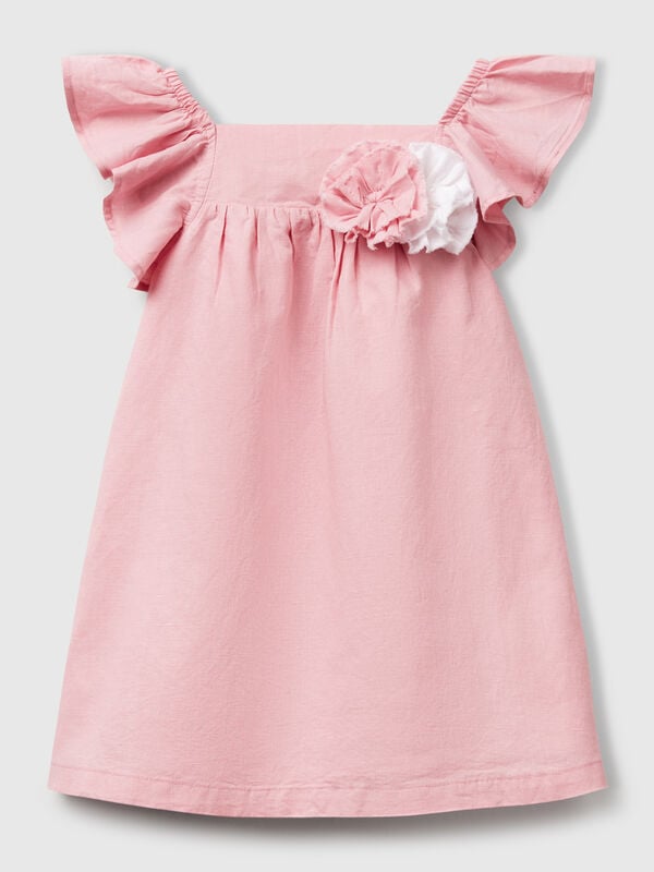 Abitino smanicato con applicazione fiori Bambina