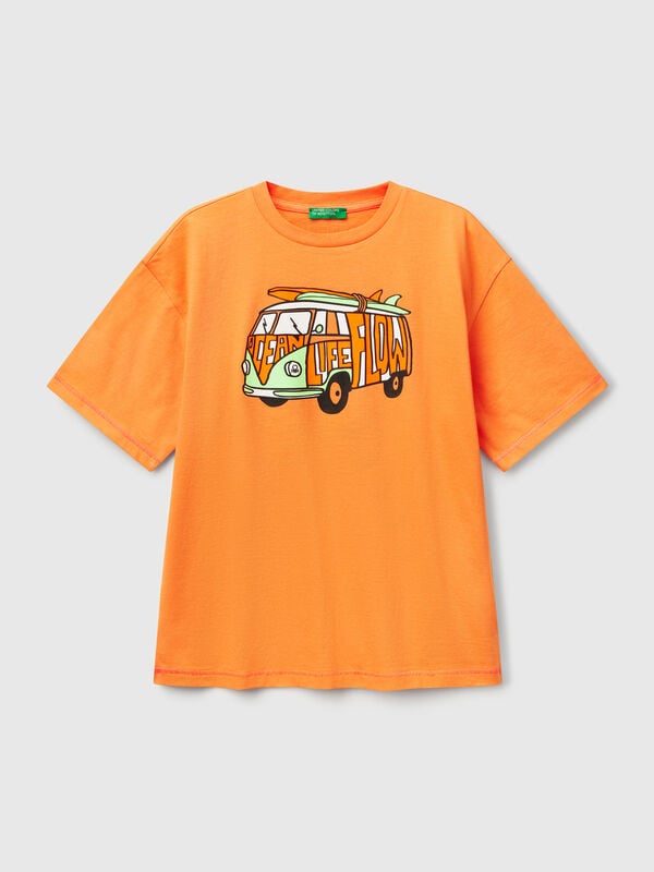 T-shirt con stampa davanti e dietro Bambino