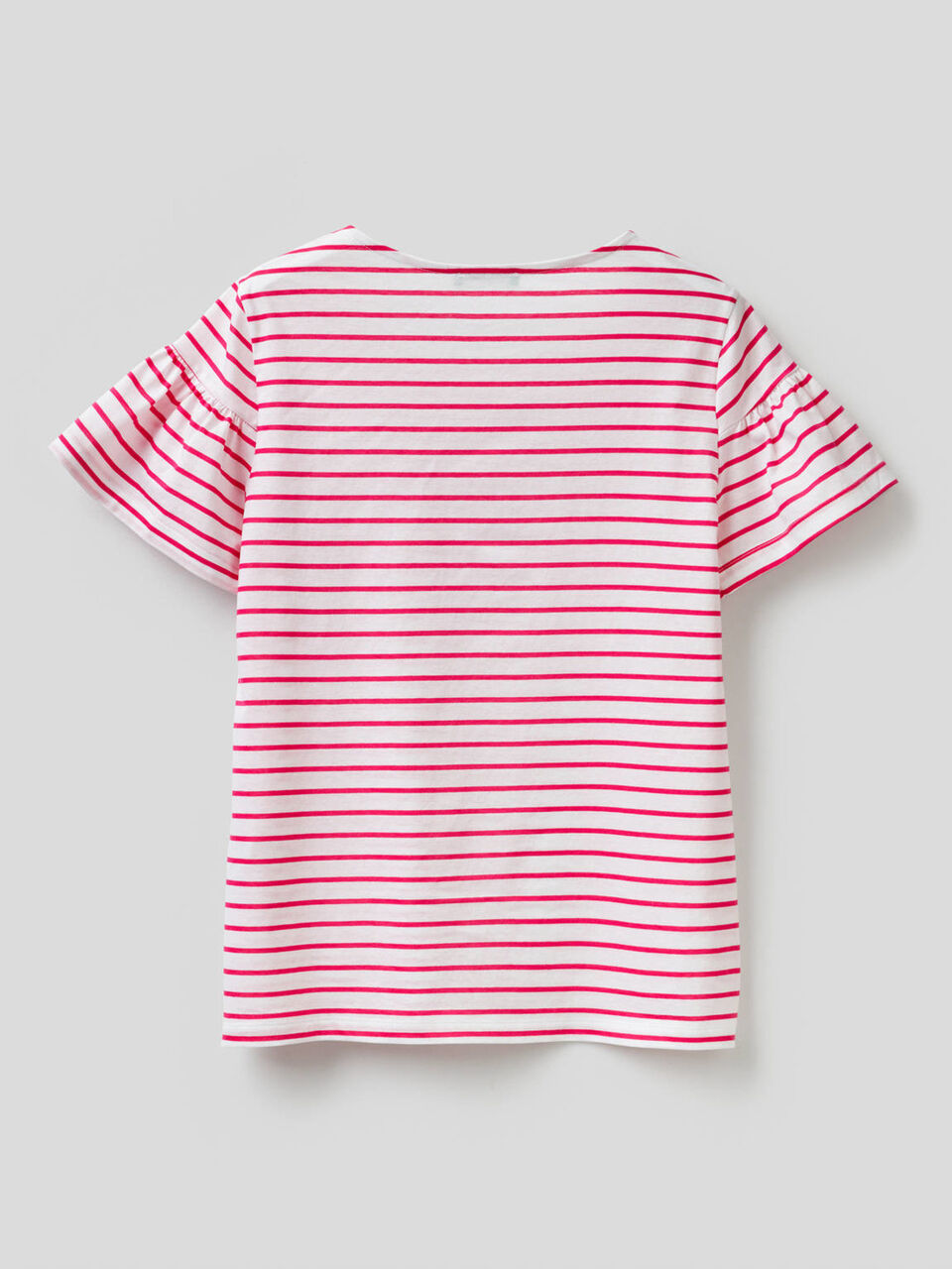 T-shirt a righe con manica arricciata image number 2